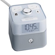 CubieBlue White Smart Alarm Clock With Bluetooth Speaker, 2 USB Ports & 2