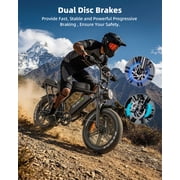 OUXI V8 Electric Bike for Adults, Ebike Moped Style with 1000W Peak Motor 48V 15Ah Battery, 20 Fat Tire E Bike, Dual Disc Brakes Mountain Bike for Commuting & Off-Road, E-bike UL2849
