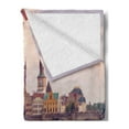 thumbnail image 2 of Landscape Soft Flannel Fleece Blanket, Pastoral View at Charles Bridge Spires of Prague Central Europe Gothic Buildings, Cozy Plush for Indoor and Outdoor Use, 50" x 60", Multicolor, by Ambesonne, 2 of 5