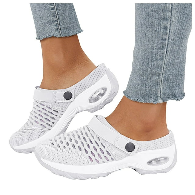 Slip on Sneaker Breathable Mesh Walking Mules Sneakers Open Back Slip on Shoes