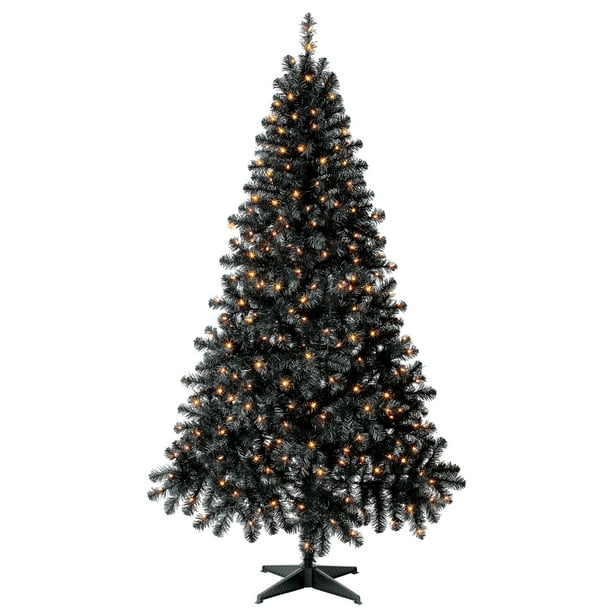 Holiday Time Pre Lit Madison Pine Black Artificial Christmas Tree Black 6 5 Walmart Com