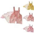 thumbnail image 4 of Odeerbi 0-5 Años Niñas Conjuntos Conejo Peto Pantalón Corto Con Camiseta de Manga Corta de Algodón Conjunto Verano Strap Romper Jumpsuit Playsuit, 4 of 4