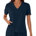 thumbnail image 3 of 2 Piece Outfits for Women Short Sleeve V Neck T-Shirt Tops Loose Match Shorts Sets Summer Sweatsuits Loungewear, 3 of 6