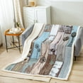 thumbnail image 2 of Patchwork Farmhouse Fleece Blanket Vintage Country Rustic Throw Blanket Twin Size, Western Animal Wooden Plank Decor Sherpa Blanket Cabin Decor Dandelion Daisy Fuzzy Blanket Decorative Sofa Couch, 2 of 6