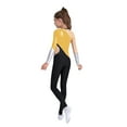 thumbnail image 3 of vastwit Girls Kids Metallic Bodysuit Color Block Gymnastics Leotard Figure Skating Jumpsuit Full Body Dance Unitard Gold 8, 3 of 6