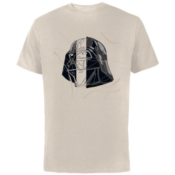 Star Wars Darth Vader Helmet in Windswept Lines - Short Sleeve Cotton T-Shirt for Adults - Customized-Natural