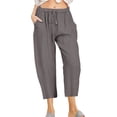 thumbnail image 1 of Innerwin Capri Pants Drawstring Women Pant Summer Straight Leg Baggy Bottoms Gray S, 1 of 2