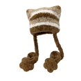 thumbnail image 3 of Gorro de orejas de gato para mujer, gorro de felpa, gorro de ganchillo, gorro elegante y cálido para invierno Café y marrón, 3 of 8