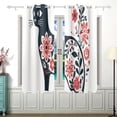 thumbnail image 2 of Cat Floral Flowers Curtains Black Out 63 Inch Length Curtains for Sliding Glass Doors Bedroom Living Room 2 Panels Set, 2 of 5