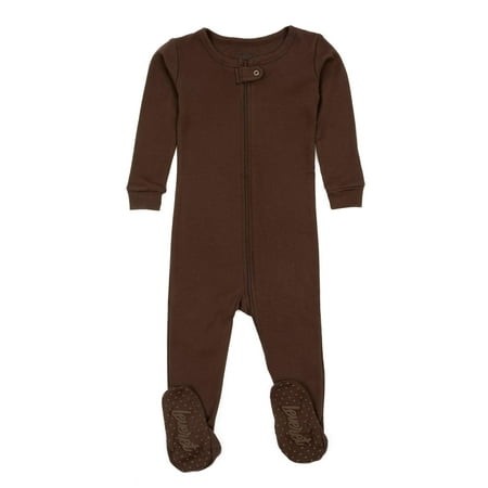 

Leveret Kids Boys Girls Footed Cotton Pajama Solid Brown Size 6-12 Months