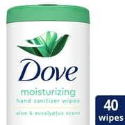 Dove Moisturizing Hand Sanitizer Wipes Aloe & Eucalyptus, 40 wipes