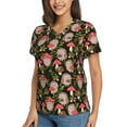 thumbnail image 2 of Xecao Edgehog and Mushrooms for Women's V-Neck T-Shirts-Elegant Half-Sleeve Tops Perfect for Summer-Large, 2 of 5