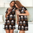 thumbnail image 4 of Fotbe Butterfly Skull Pattern Women's Cotton Nightgown Sleepwear Short Sleeves Shirt Casual Print Sleepdress, 4 of 6