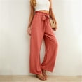 thumbnail image 2 of yunLCZ Women's Palazzo Pants Women's Solid Color High Waisted Casual Wide Leg Pants With Elastic Waist Straight Leg Pants Work Clothes for Office, 2 of 4