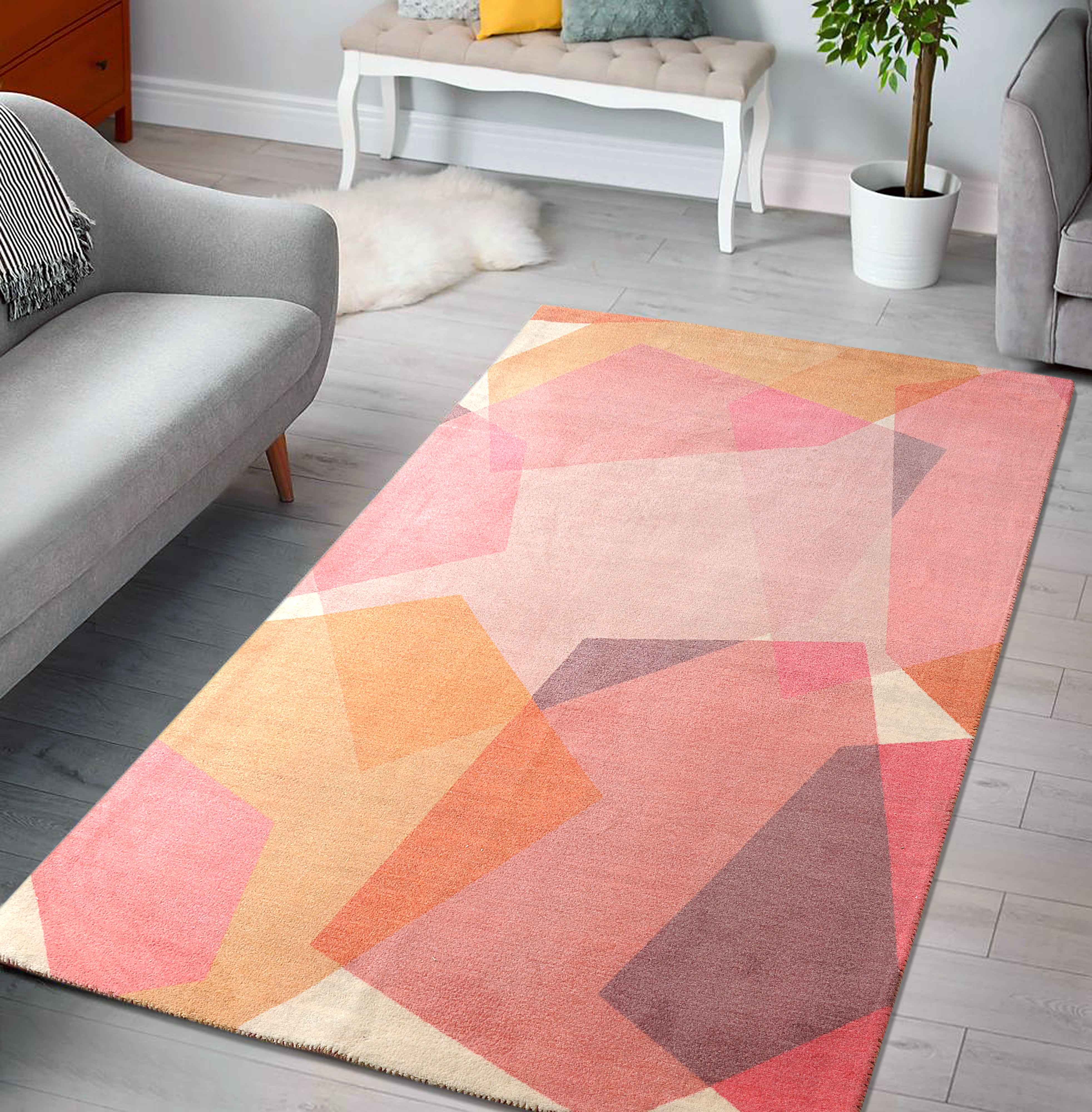 Rugsmith Blush Chroma Mid-Century Modern Geometric Area Rug - Walmart.com