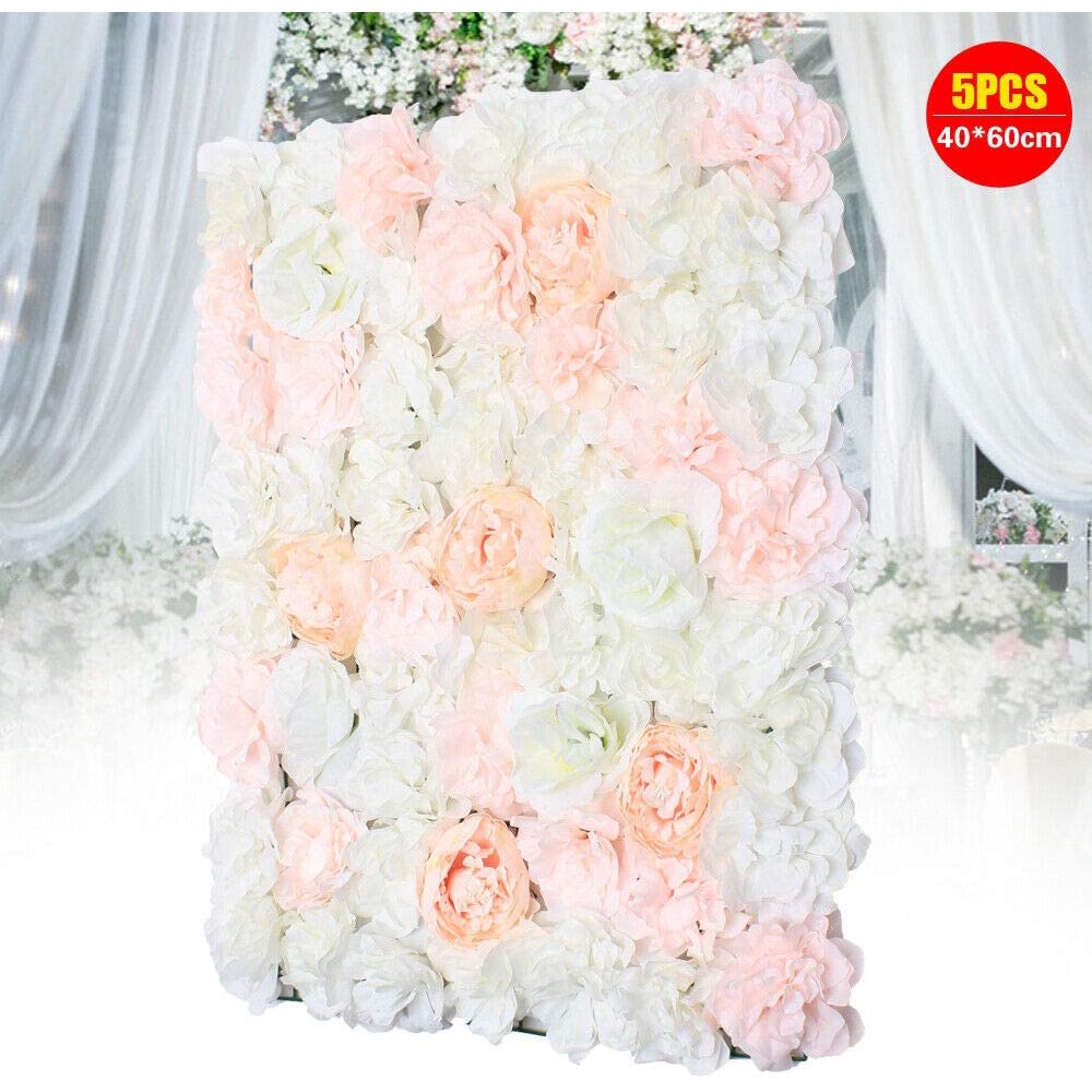 TFCFL 5x Artificial Silk Flower Wall Panel/Wedding Backdrop/pale pinkish gray/60*40cm US STOCK