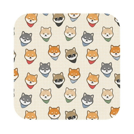 

Coaee Shiba Head Face Print Leather Coasters Set of 6 Non-Slip Washable Cup Coasters for Home Office Bar Square