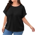 thumbnail image 2 of Summer Saving Wycnly Shirts for Women Casual Plus Size Soft Cotton Linen Pullover Tops Summer Casual Crewneck Short Sleeve Solid Ladies Blouses Black XL, 2 of 5
