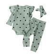 thumbnail image 1 of Ensemble 3 Pcs à Manches Longues à Volants Côtelés et Pantalon pour Bébé Fille, 1 of 9
