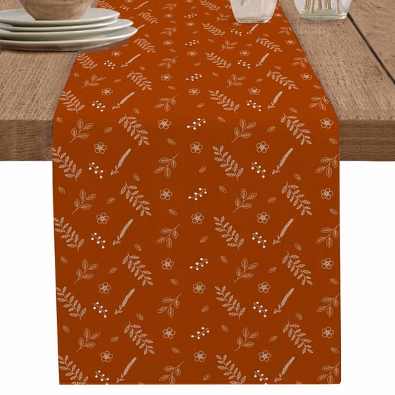nqOlkjepod Burnt Orange Fall Table Runner 108 Inches Long Farmhouse Dress Scarves, Thanksgiving Autumn Leaves Elegant Pastoral Dining Tablerunner for Coffee Table/Kitchen Island/Party, 13"x108"