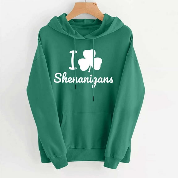 Up to 65 off!Lolmot Funny Hoodies for Women St Patrick's Day Shirts Irish Holiday I Shamrock Shenanigans Shirt Oversized Lucky Clover Shirt Casual Loose Hooded Fleece Lined Funny Sayings Tops