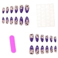 thumbnail image 5 of 24Pcs Halloween Press On Nails Long Shape, Purple Flame and Star Pattern Fake Nails with Glossy Finish, Reusable False Nail Tips for Women, DIY Mystical Party Manicure Set, 5 of 9