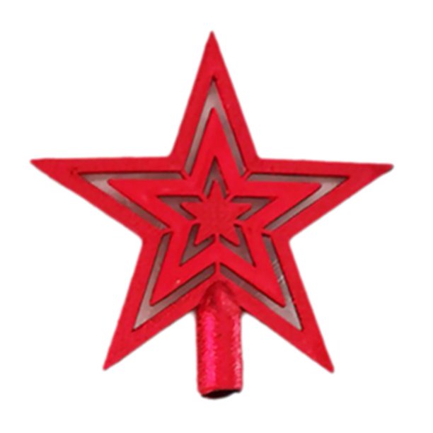 TQEHS Estrella en la parte superior del árbol de Navidad, plano dorado, diseño tridimensional ahuecado E0L0