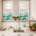 thumbnail image 3 of Ocean Wave Curtain Valances Set Lake Blue Gradient Beach Boho Kitchen Curtains 36&nbsp;inch Length Rod Pocket Valance and Tiers 3 Piece Set Small Bedroom Bathroom Laundry Decor, 3 of 9