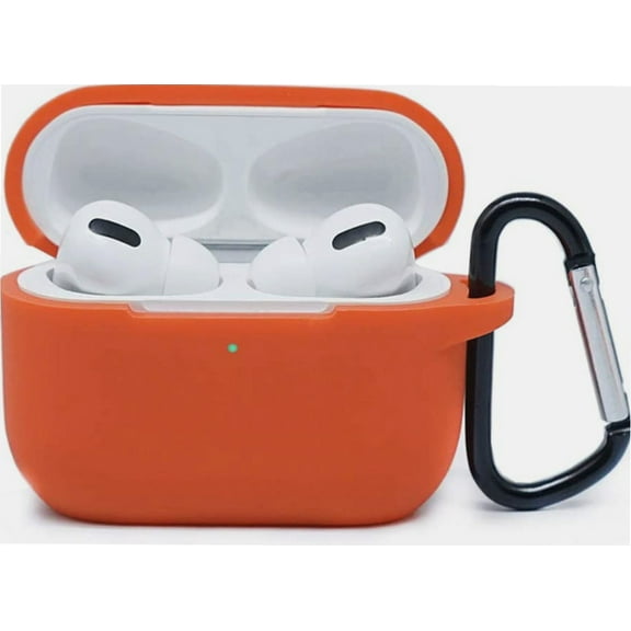 Compatible for AirPods Case with Keychain, Shockproof Protective Premium Silicone Cover Skin for AirPods Charging Case 2 & 1 (AirPods Pro, Orange)