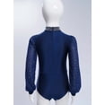 thumbnail image 6 of Doomiva Kids Boys Shiny Latin Tango Ballroom Dance Leotard Top Long Sleeve Bodysuit Gymnastics Modern Dancewear Navy Blue 8, 6 of 7