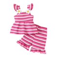 thumbnail image 2 of Angala 2 Piece Outfits For Girls Square Collar Sleeveless Striped Camisole Top With Shorts Set Girls Autumn Daily Wear Clothes, 2 of 5