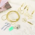 thumbnail image 4 of Wall Hanging Photo Display Cable Wire Rod with 10 Rhombus Clips, 5Ft Hanging Picture Frames Collage Gold, 4 of 6