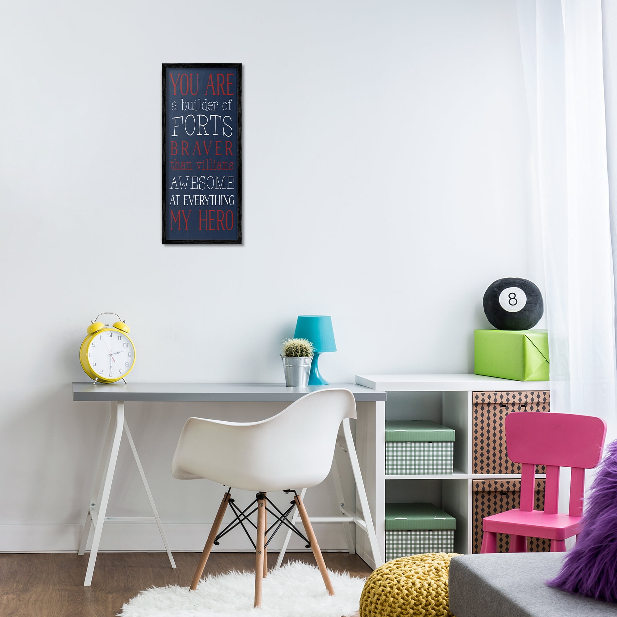 Stupell Industries You Are My Hero Typography Painting Black Framed Art Print Wall Art, 10 x 24