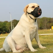 PcEoTllar Dog Muzzle, Soft Leather Muzzle Anti Biting Barking Chewing, Breathable Puppy No Bark Muzzle, Black