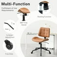 thumbnail image 7 of Armless Office Desk Chair, Ergonomic Office Chair with Wheels, Comfy Home Office Desk Chair, Height Adjustable Wide Seat, Swivel Computer Task Chair Vanity Chair for Home Office Bedroom, Brown, 7 of 7