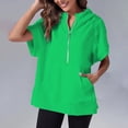 thumbnail image 2 of Ruyang Womens Oversized Short Sleeve Half Zip Hoodies 2024 Fashion Summer Sweatshirts with Pockets Dressy Casual Fashion Pullover Tops, 2 of 5