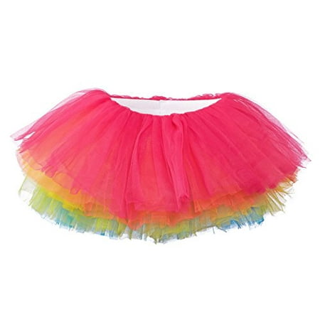 My Lello Little Girls 10-Layer Short Ballet Tulle Tutu Skirt (4 mo. - 3T) -Bright Rainbow