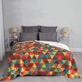 thumbnail image 3 of Retro Triangle Polygon Throw Blanket, Soft Blanket Keeps Warm All Seasons, Lightweight Warm Blanket For Sofa Bed Sofa - 80"x60", 3 of 8