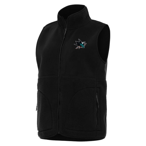 Women's Antigua Black San Jose Sharks Nostalgic Full-Zip Vest