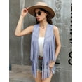 thumbnail image 5 of Yesfashion Women's Fringe Vest 70s Hippie Sleeveless Tassel Long Cardigan Jacket Cowgirl Western Tops, 5 of 9