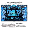 thumbnail image 5 of 18th Birthday Banner Decorations, Time to Adult Happy 18th Birthday Backdrop For Boys Girls, 18 Eighteen Years Old Birthday Photography Background Party, 72X44IN Blue Black, 5 of 5
