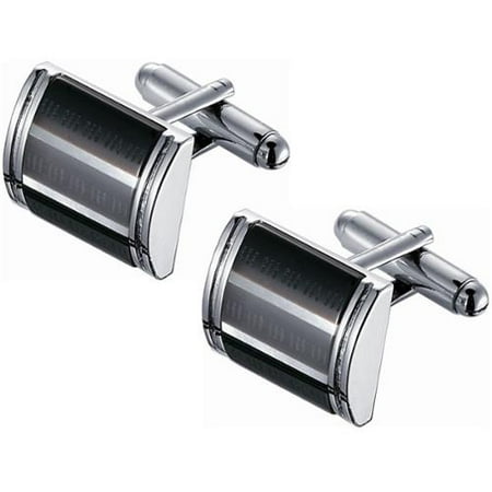 Visol Stainless Steel 3-layer Black and Rhodium Cufflinks