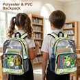 thumbnail image 4 of ZIATUBLES Clear Backpack 17 Inch, Heavy Duty Fabric & PVC Transparent Bookbag for Boys Girls, Frog Banjo Daisy Print See Through Backpack for School and Security, 4 of 7