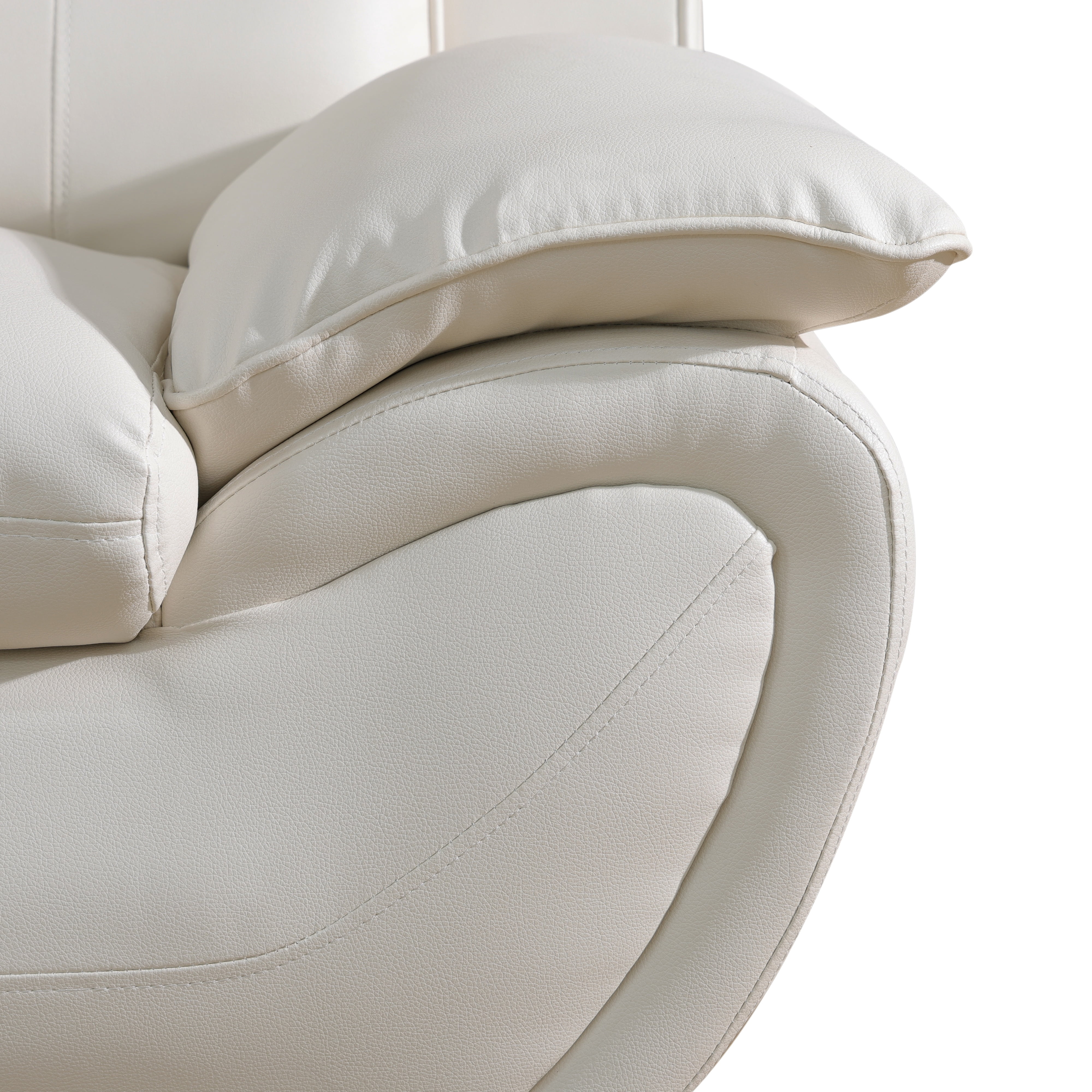 BSHTI 46” Faux Leather Small Recliner Chair Single Sofa Couch with Backrest , Sponge Cushion, Solid Wood Frame for Living Room/Bedroom/Office(White)
