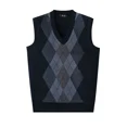 thumbnail image 4 of Suéter de punto negro Argyle para hombre, chaleco a cuadros sin mangas, ropa marrón para hombre, chaleco con cuello en V, réplica de alta calidad, pedido antiguo X, 4 of 5