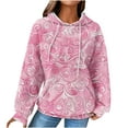 thumbnail image 3 of QATAINLAV Womens Fall Fashion 2025 Waffle Knit Hoodies with Pocket Casual Drawstring Hooded Sweatshirts Vintage Printed Long Sleeve Pullover Tops Gifts for Mom Pink S, 3 of 7