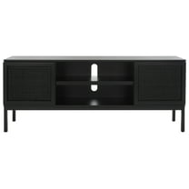 SAFAVIEH Zadie Coastal 1 Shelf Rattan Media Stand, Black (54 in. W x 15 in. D x 22 in. H)