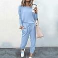 thumbnail image 2 of BLOCLOALO 2 Piece Lounge Set Pullover Crewneck Sweater Women's Outfit Crewneck Pullover Tops and Long Pants Sweatsuits Long Sleeve Tops Sweatpants and Sweatshirt Set Lounge Outfit Light Blue 3Xl, 2 of 5