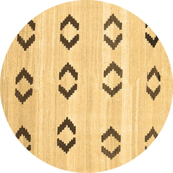 Ahgly Company Indoor Round Southwestern Brown Country Area Rugs, 4' Round