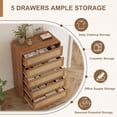 thumbnail image 3 of Commode en Rotin de 31 Pouces de Hauteur avec 5 Tiroirs, Commode Moderne pour Chambre, Salon, Couloir, 3 of 8